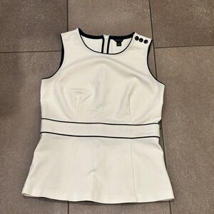Ann Taylor White Sleeveless Top with Black Accents Size Small